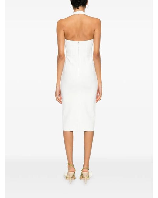 Hervé Léger White Willa Halter-Neck Midi Dress