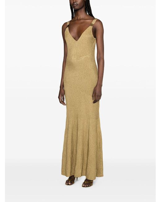 【Elisabetta Franchi】プランジング Vネック カーペットドレス Red Carpet dress in georgette fabric with polka dot print