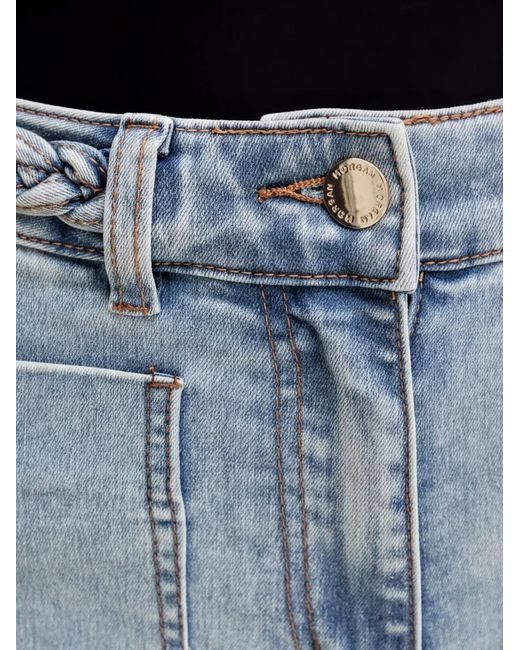 Morgan Blue Braided-Detail Jeans