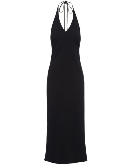 Prada Black Halterneck Sablé Midi Dress