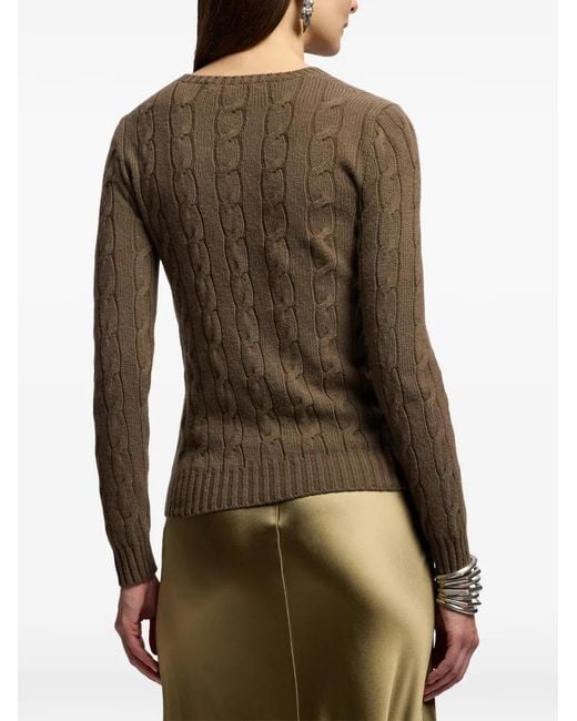 Ralph Lauren Brown Cable-Knit Cashmere Sweater