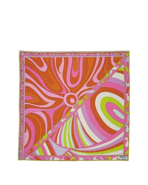 Emilio Pucci Pink Foulard En Soie À Imprimé Iride
