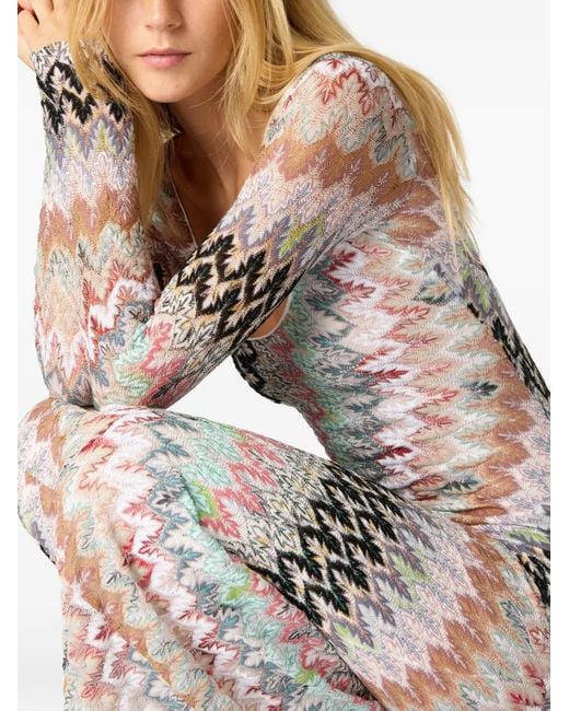 Missoni White Zigzag-Pattern Maxi Dress