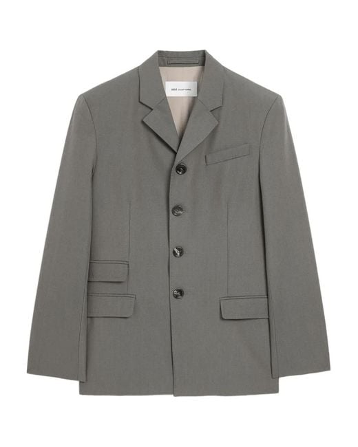 AMI Gray Button Single-Breasted Jacket for men
