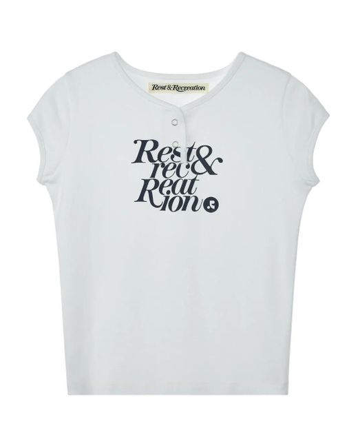 Rest&Recreation Gray Cap-Sleeve Logo T-Shirt