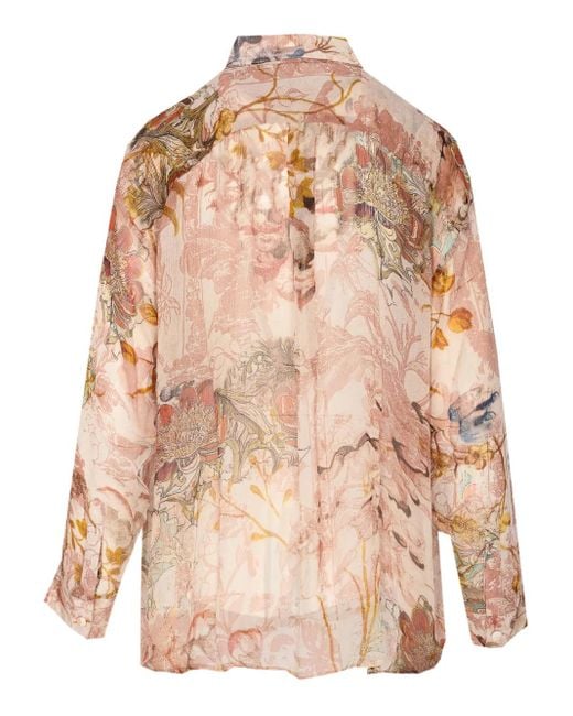 Yavi Pink Button Printed Shirt