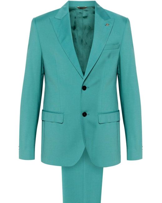 Manuel Ritz Green Single-breasted Wool Blend Suit for men
