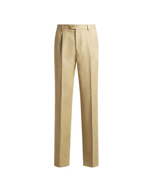 Etro Natural Jacquard Floral Trousers for men