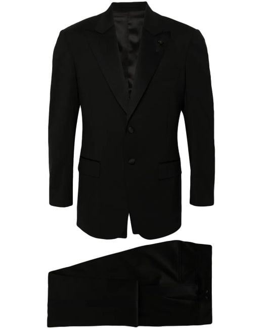 Lardini Black Single-Breasted Wool Blend Suit for men