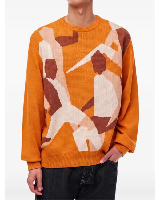 PUMA Orange Players Lounge Intarsia-Knit Sweater for men