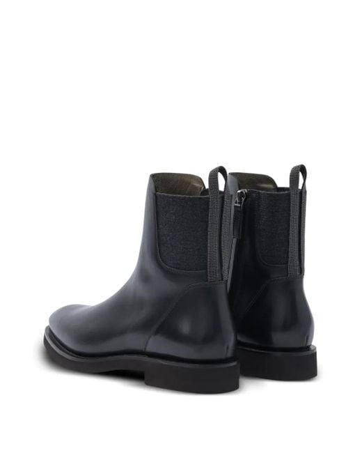 Brunello Cucinelli Black Leather Chelsea Boots