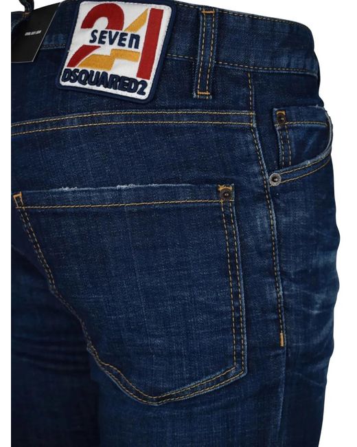 DSquared² Blue Cool Guy Faded-Effect Logo-Patch Jeans for men