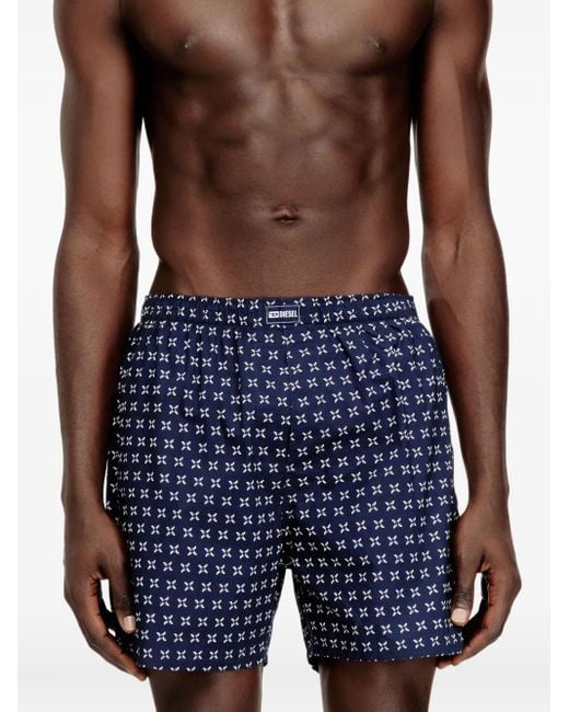 DIESEL Blue Three-Pack Of Cotton Boxers With All-Over Print for men