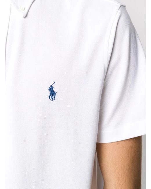 Polo Ralph Lauren White Embroidered Logo Polo Shirt for men