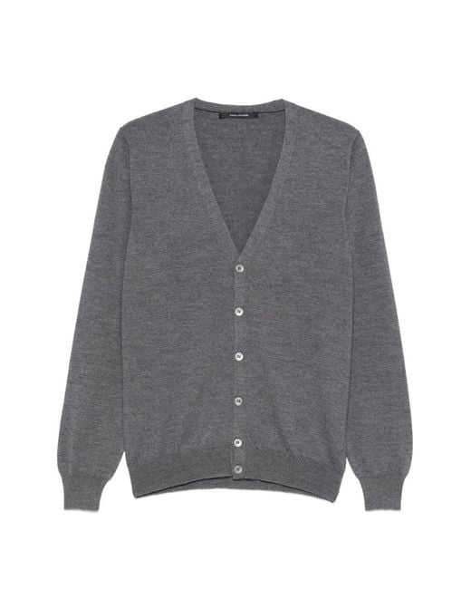 Tagliatore Gray Kieran Button V-Neck Cardigan for men