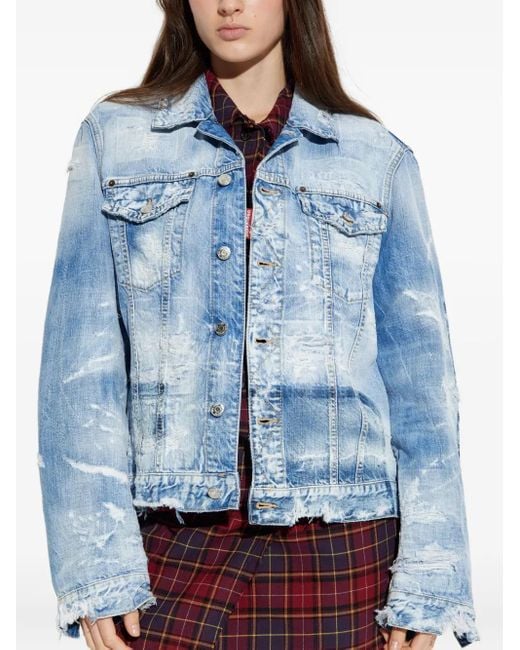 DSquared² Blue Distressed Denim Jacket