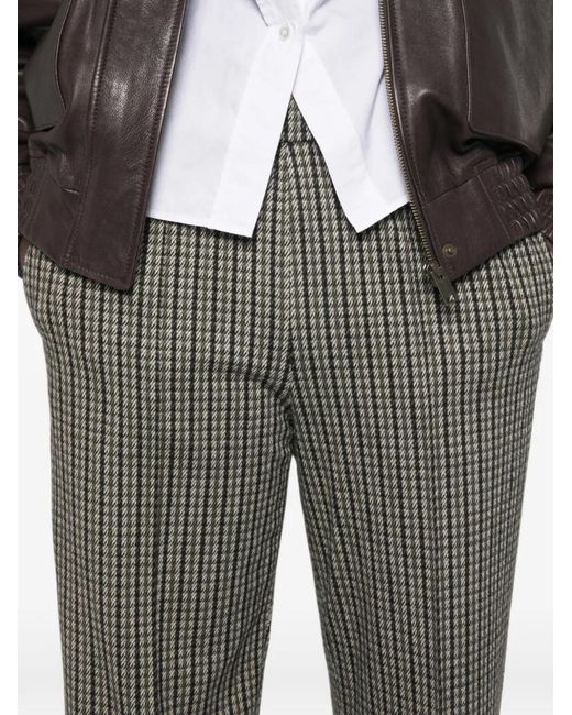 Fabiana Filippi Gray Check-Pattern Straight-Leg Trousers