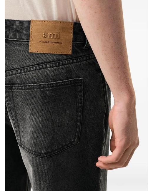 AMI Black Wide-Cut Jeans for men