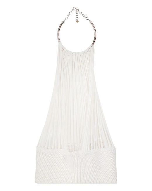 Krizia White Ring Halterneck Top