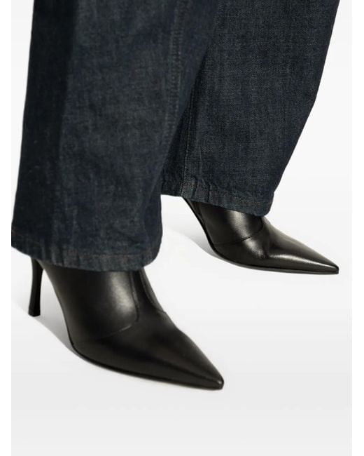 Furla Black 100Mm Sfera Pointed-Toe Leather Ankle Boots