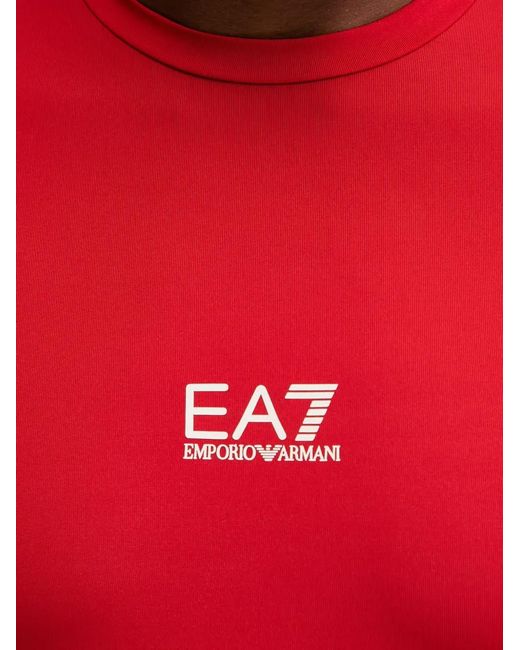 EA7 Red Logo-Print Short-Sleeve T-Shirt for men
