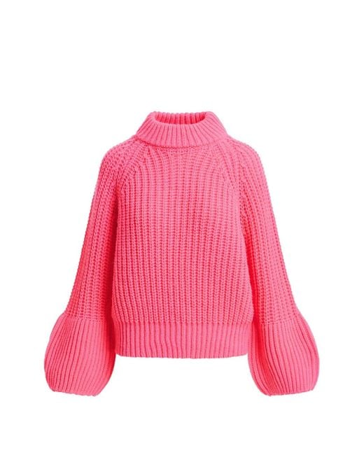 Essentiel Antwerp Pink Kristian Chunky-Knit Turtleneck Sweater