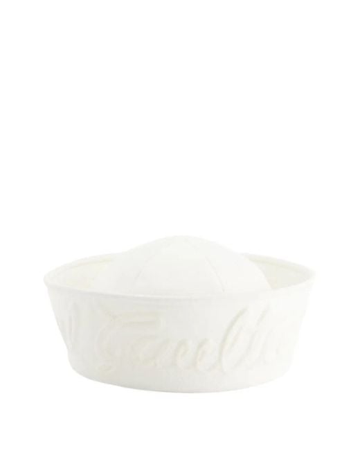 Jean Paul Gaultier White Logo-Embossed Topstitch Hat
