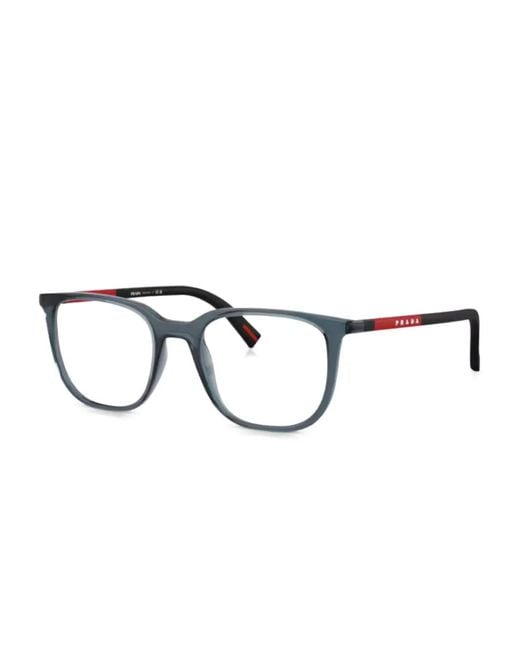 Prada Linea Rossa Gray Square-Frame Glasses for men