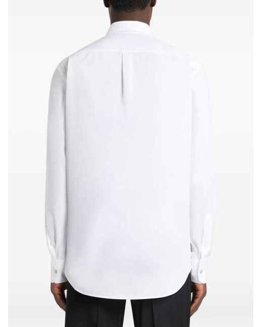 Etro White Floral Paisley Embroidery Cotton Shirt for men