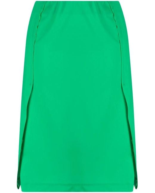 Raf Simons Green Pleated-Panel Midi Skirt