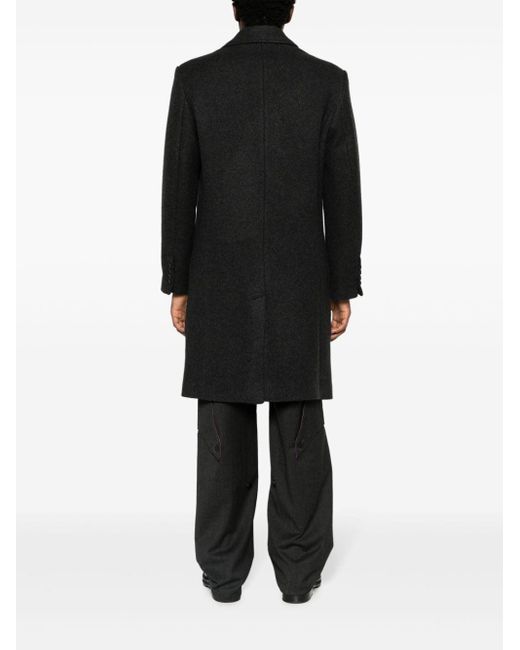 AMI Black Felted Single-breasted Wool Coat for men