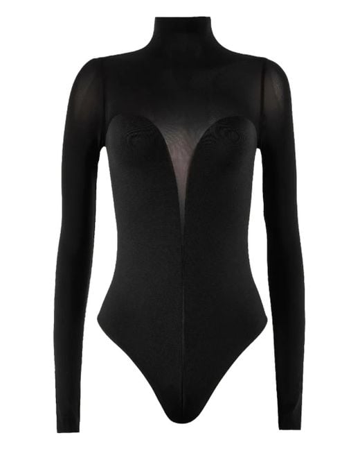 Wolford シアーパネル ボディスーツ Black