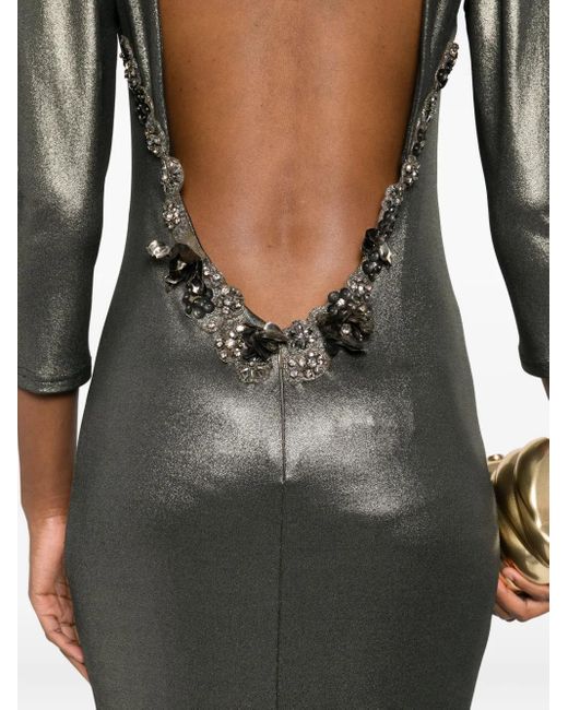 Gemy Maalouf Black Embellished Three-Quarter Sleeve Dress