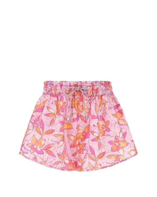 Isabel Marant Pink Floral-Print Drawstring Shorts