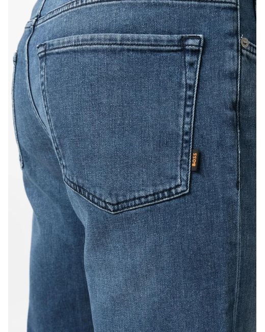 Boss Blue Tapered-Leg Mid-Waist Jeans for men