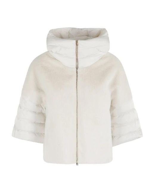 Herno White Funnel-Neck Jacket