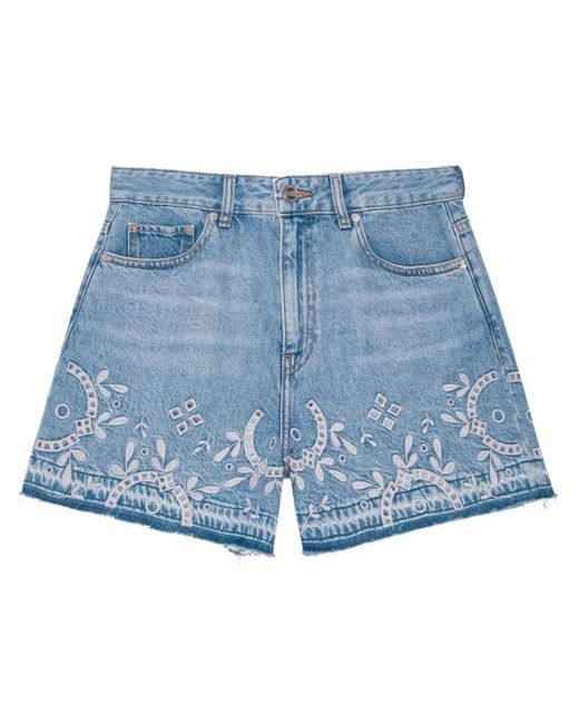 Ganni Blue Broderie Shorts