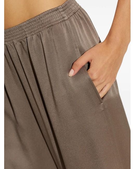 Fabiana Filippi Brown Satin-Finish Wide-Leg Trousers