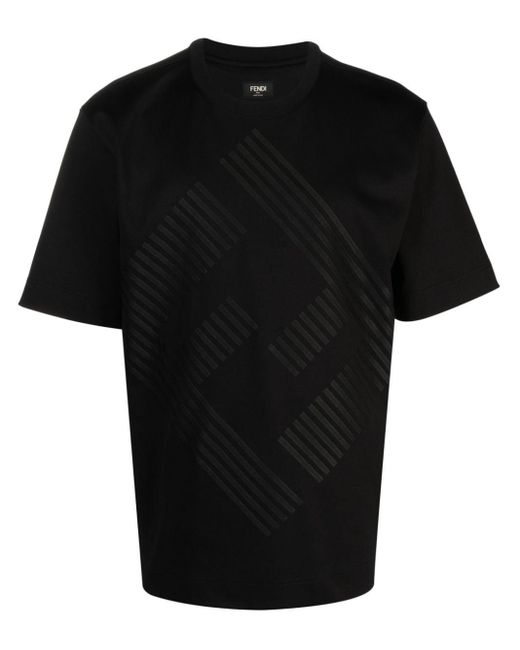 T-shirt en coton à logo FF Fendi pour homme en coloris Black