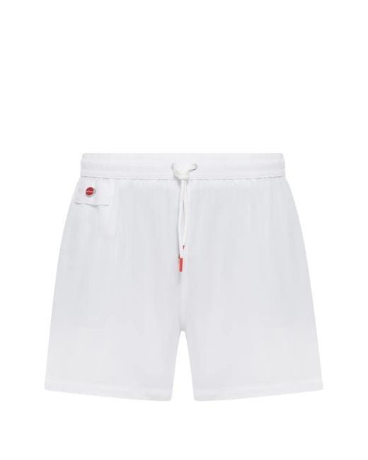 Kiton White Flap-Pocket Swim Shorts for men