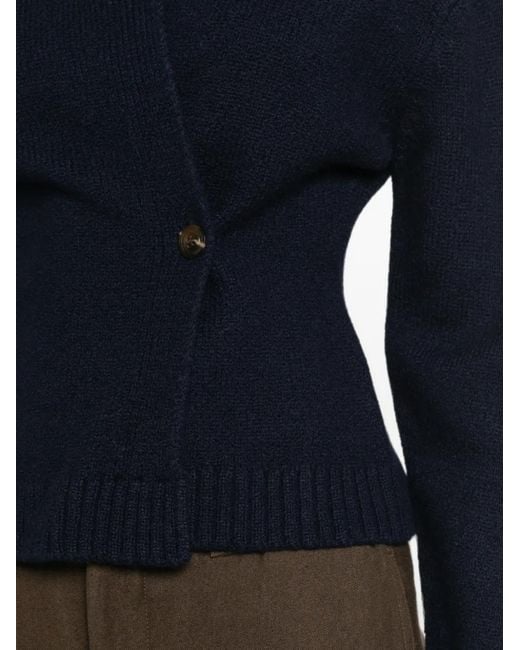 Soeur Blue Wrap-Front Ribbed-Trim Cardigan