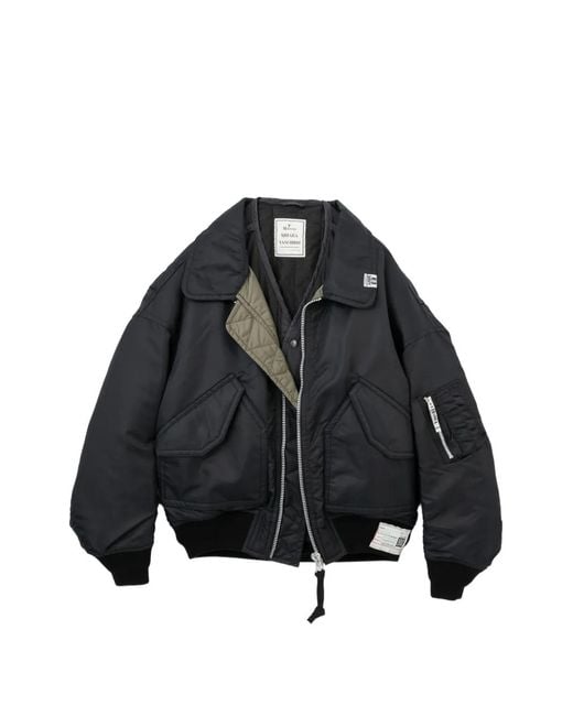 Maison Mihara Yasuhiro Black Shifted Layer Flight Jacket