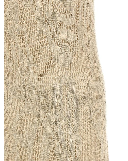 Brunello Cucinelli White Crochet Midi Dress