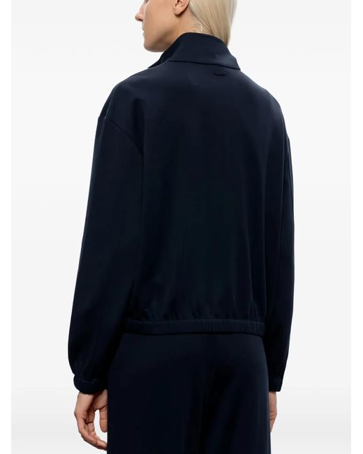 Max Mara Blue High-Neck Zip-Up Bomber Jacket