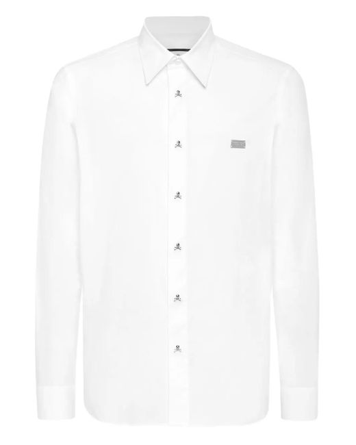 Philipp Plein White Sugar Daddy Long-Sleeved Shirt for men
