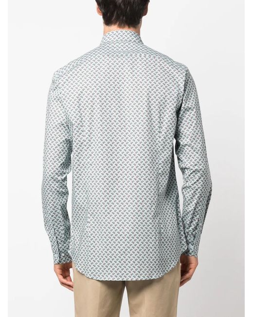 Etro Blue Paisley-Print Cotton Shirt for men