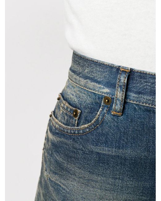 Saint Laurent Blue High-Waisted Denim Shorts