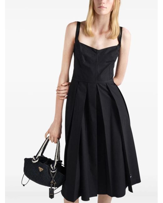 Prada Black Cotton Midi Dress