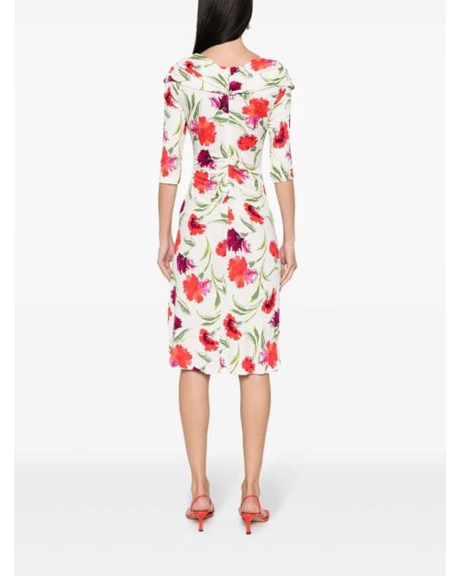 Diane von Furstenberg Red Jim Floral-Print Midi Dress