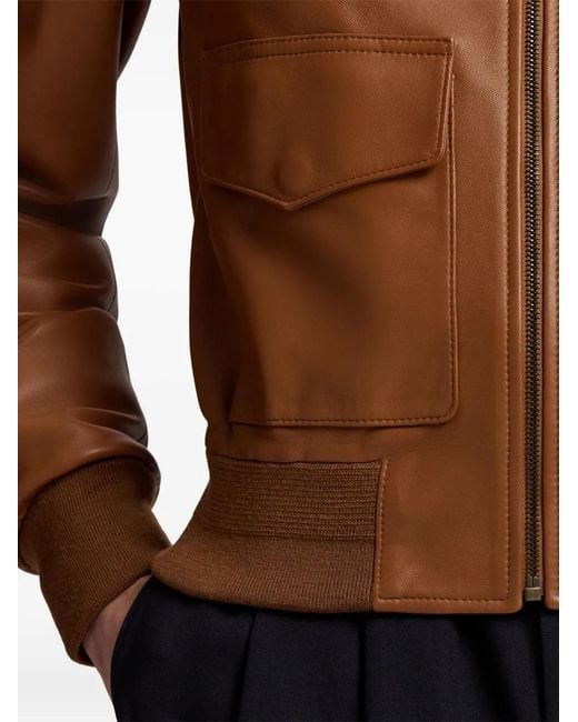 Ralph Lauren Brown Sullivan Leather Bomber Backet